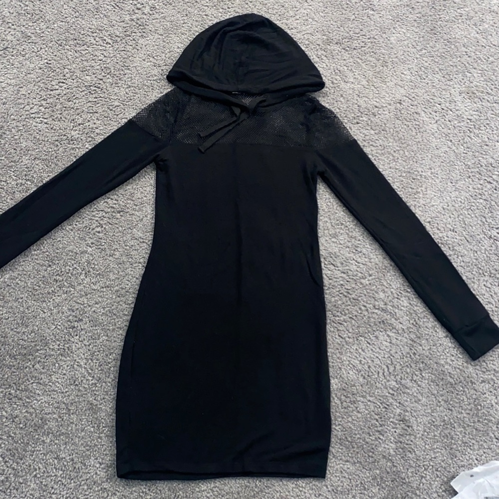 Hooded mesh dress jersey dress